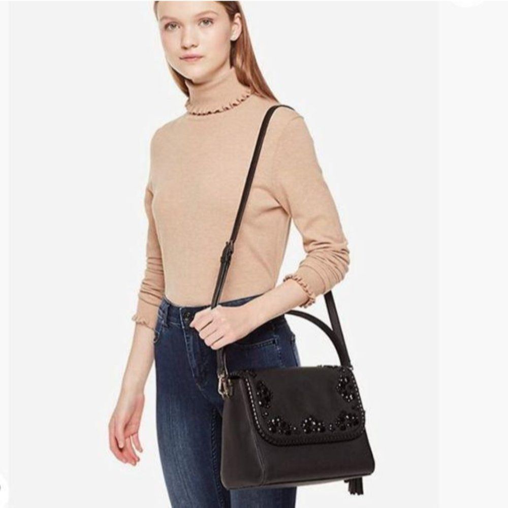 Kate Spade Leather Anderson Way Coralie Satchel Crossbody Shoulder Handbag Black